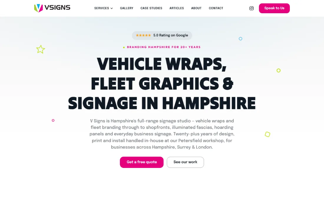 V Signs website