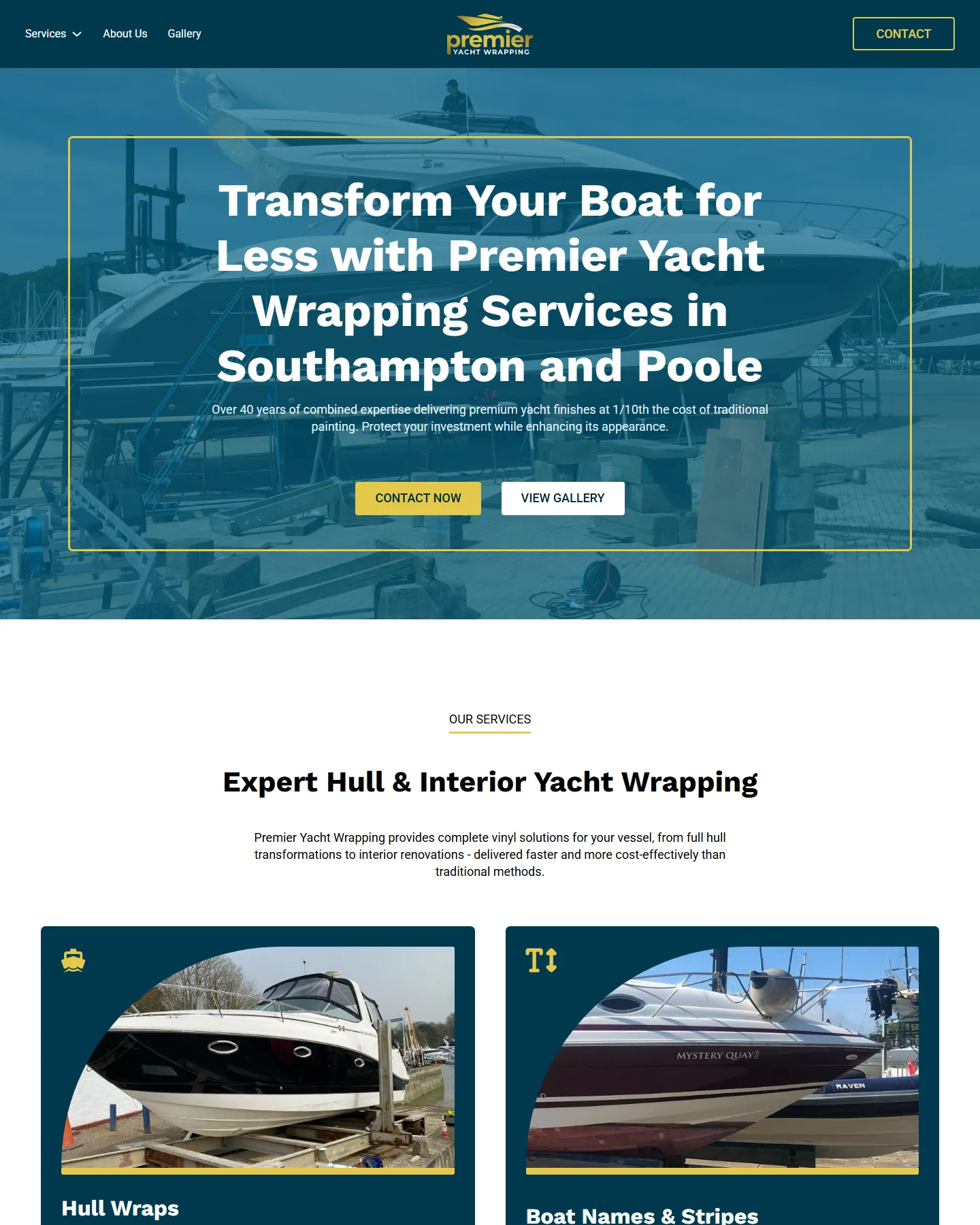 Premier Yacht Wrapping homepage