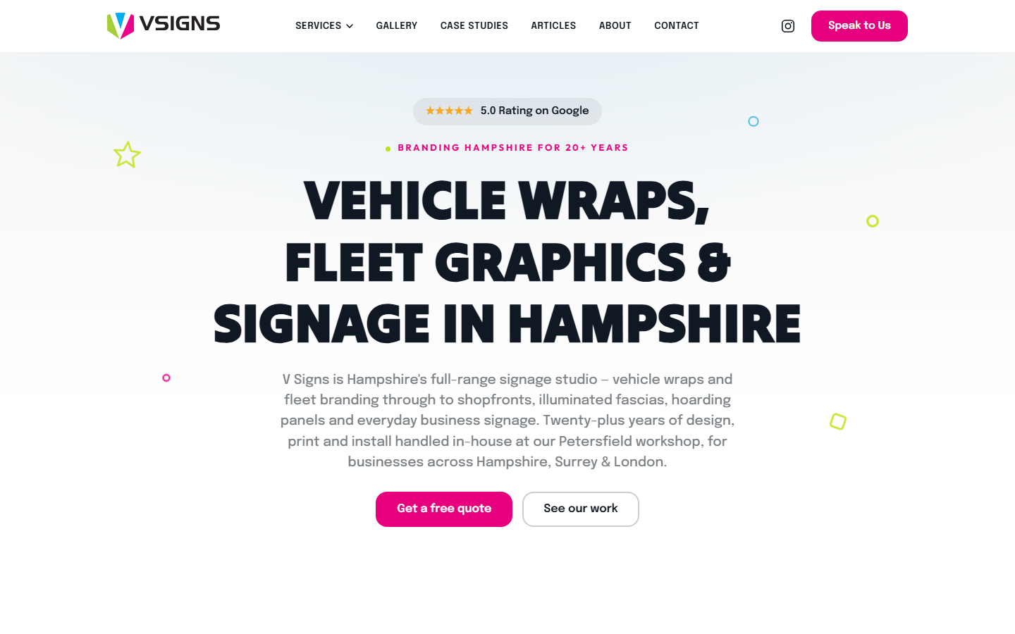 V Signs website