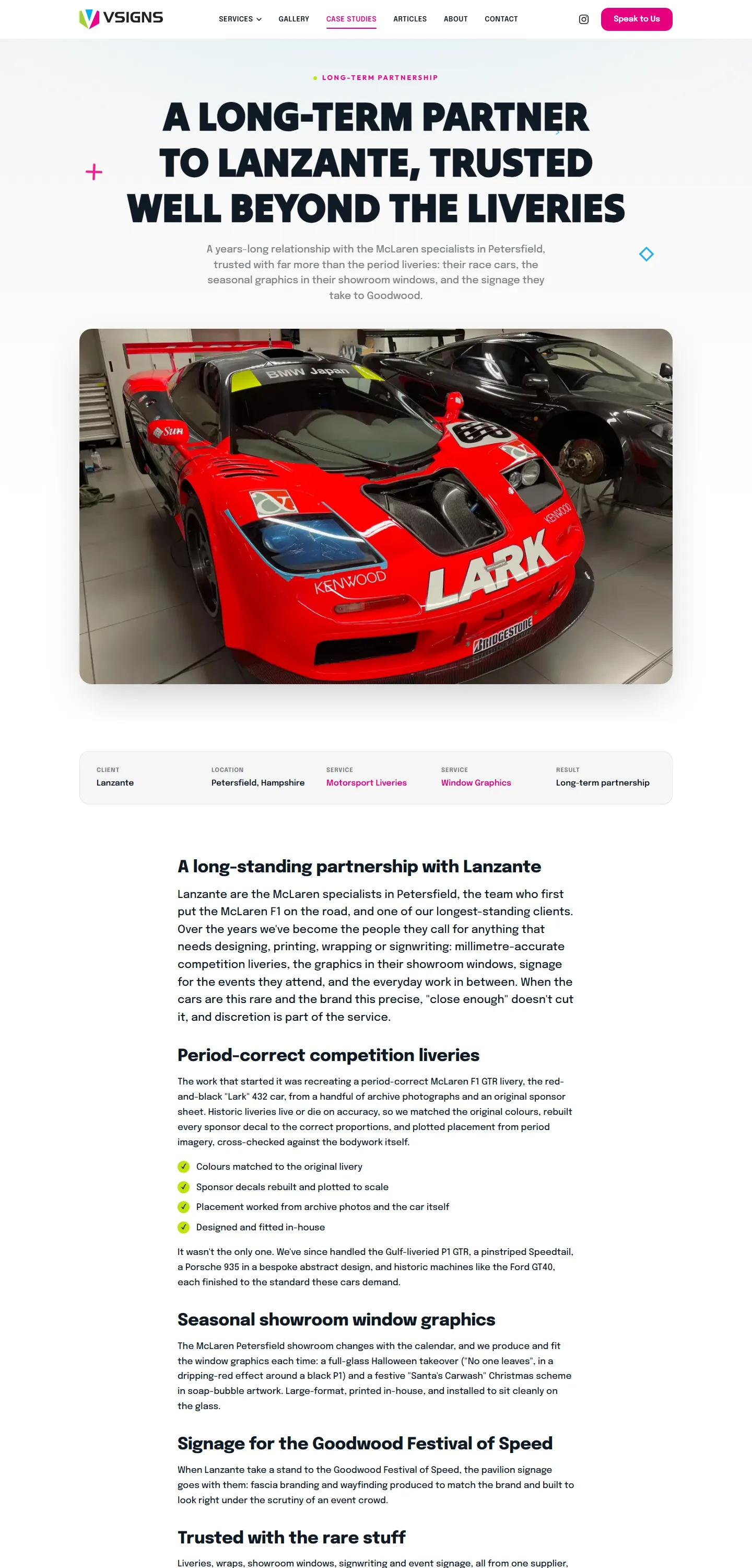 Case study: Lanzante McLaren F1 GTR Lark livery